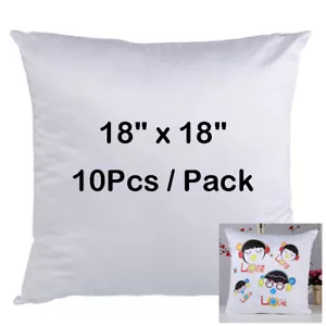 10Pcs 18" White Sublimation Blank Pillow Case Cushion Cover Car Home Sofa Decor - Picture 1 of 12