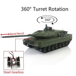 Henglong 1/16 Green 7.0 Leopard2A6 RTR RC Tank 3889 Steel Gearbox Barrel Recoil - Picture 1 of 11
