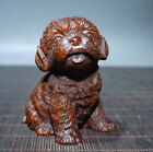Antique Wood Carving Pet Cute Dog Statue Wooden Mini Figurine Souvenir Gift Art