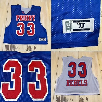 PRIORY REBELS - Camisa Jersey Reversible Azul Blanco Malla Lacrosse Penny Para Hombres L/XL Foto 1 de 4