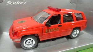JEEP GRAND CHEROKEE POMPIER F.D.N.Y Rouge au 1/18 SOLIDO 9006 voiture miniature - Imagen 1 de 1