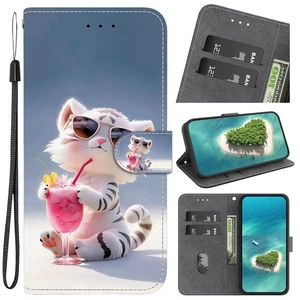 Flip Cute Cartoon Tiger Leather Card Wallet Stand Case For Various Phone Covers - Picture 1 of 26
