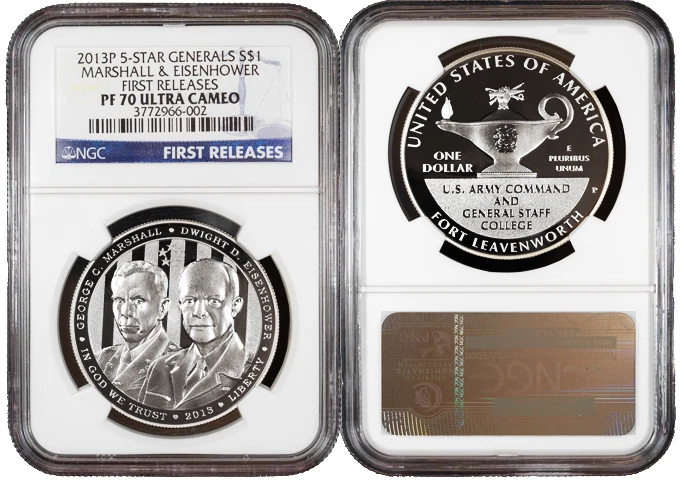 2013-P Proof $1 Silver Five Star General NGC PF70UC First Releases - Image 1 of 1