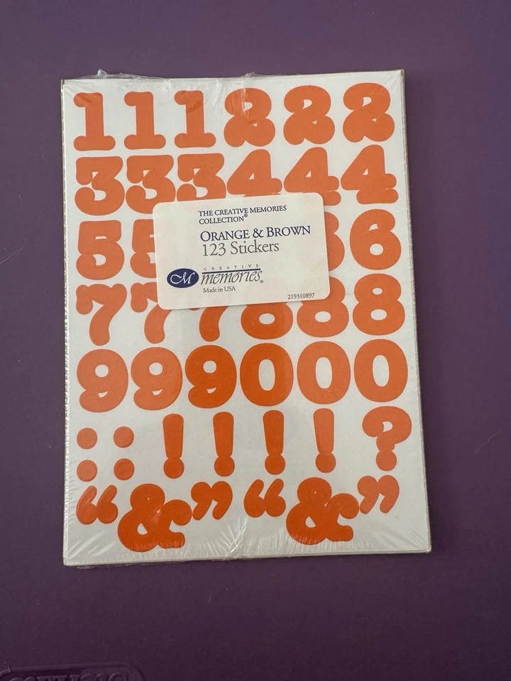 Creative Memories Number 123 Stickers Orange And Brown New Sealed - Image 1 of 1