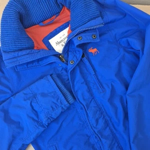 Vintage Abercrombie & Fitch Jacket Men's Large Blue with Orange Moose Logo Y2K - Picture 1 of 9