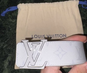 Louis Vuitton LV Initiales Reversible BeltMonogram Eclipse Taiga 40MM White - Picture 1 of 6