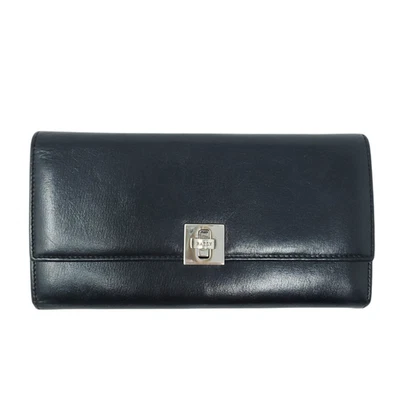 Cartera continental Bally Lonnis de cuero negro triple pliegue chequera bloqueo giratorio para mujer Foto 1 de 4