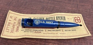 US Navy 50 Caliber Bottle Opener engraved Emblem Navy Blue Bullets2Bandages - Picture 1 of 8