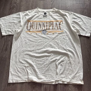 Camiseta Universitaria Antiguos Alumnos de la Universidad Quinnipiac Años 90 De Colección - Talla XL Gris Alpz - Imagen 1 de 6