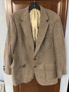 Vintage Izod LACOSTE 42R Brown Wool Mohair Blazer Sportcoat Coat ELBOW PATCHES - Picture 1 of 9
