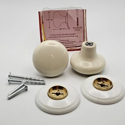 Lot of 2 Vtg Gainsborough Whitehall Porcelain Bi-Fold Door Knob with Rosette NOS - Image 1 of 4