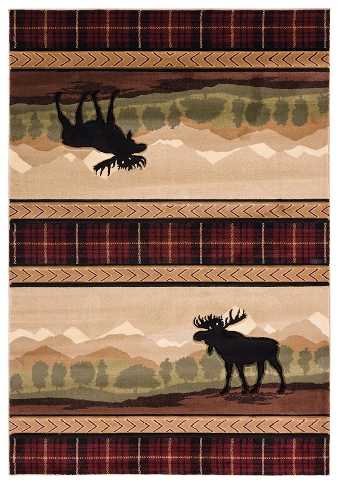 2x4 United Weavers бежевый полосатый клетчатый дверной коврик 2055 40726 - апрель 2 фута 7 дюймов x 4 фута 2 дюйма - Изображение 1 из 2