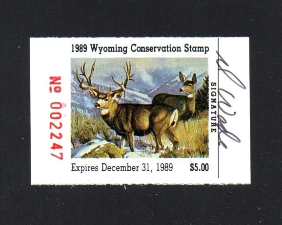 WYOMING   WY6  WILDLIFE CONSERVATION  STAMP  1989 MNH PRISTINE ARTIST SIGNED - Image 1 of 1