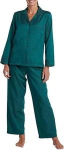 Miss Elaine Women's Emerald Green Classic Pajama Set, Petite S - Picture 1 of 3