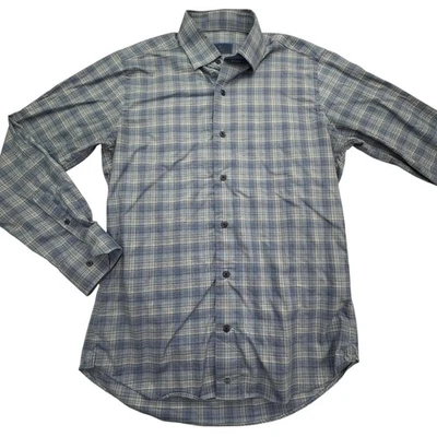 David Donahue Shirt Mens Small Blue Gray Plaid Button Down Long Sleeve Casual - Image 1 of 4