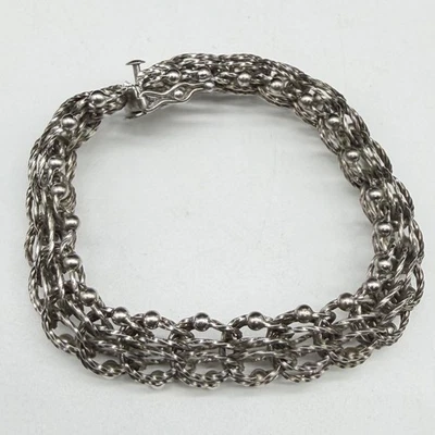 Vtg Sterling Silver Triple Curb Link 15mm Traditional Charm 7.5" Bracelet 22.6g - Image 1 of 4