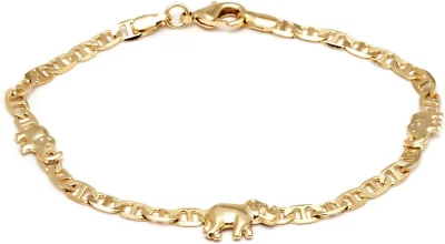 18K Gold Plated Flat Marina Elephant Anklet for Women - Made in Brazil - Image 1 of 4