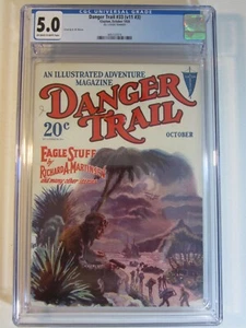 Pulpa Danger Trail #33, octubre de 1928 5,0 en muy buen estado/buen estado CGC ¡Arte de portada de cosas Wesso Eagle! - Imagen 1 de 5
