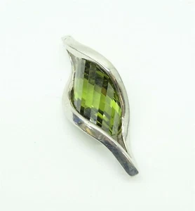925 Sterling Silver Custom Jewelry Pendant w/ Green Glass Stone - Picture 1 of 9
