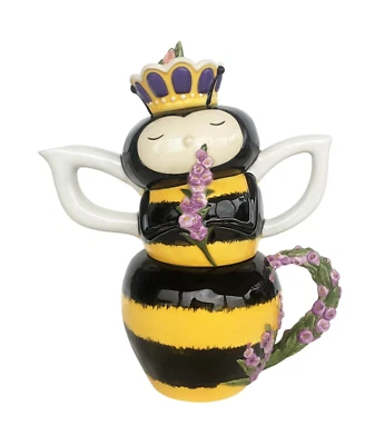 Blue Sky Clayworks Queen Bee Teapot Service for One Honeybee Collection **READ** - Image 1 of 4