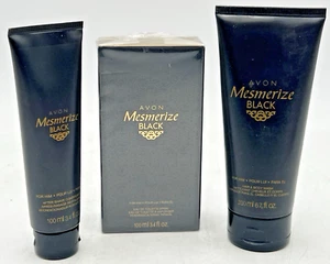 AVON MESMERIZE BLACK FOR HIM 3.4 OZ SPRAY, 6.7 OZ BODY WASH & 3.4 OZ AFTER SHAVE - Picture 1 of 22