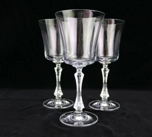 3 calici acqua Towle Windham plain stelo multifacciale 8 1/2" piede liscio alto  - Foto 1 di 2