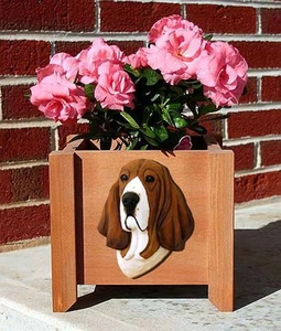 Basset Hound Planter Flower Pot Tri - Picture 1 of 1