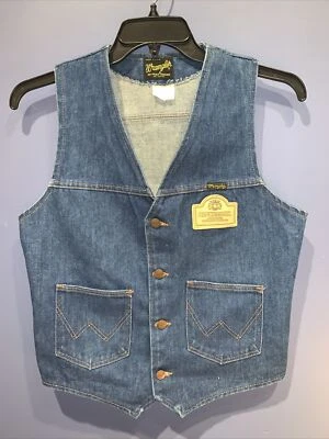 Mens Med Denum Vest, 36” Chest, Vintage Wrangler, Benchmark Bourbon RARE 1960’s - Image 1 of 4