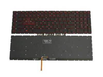 For HP OMEN 17-cb0000 17-cb1000 17t-cb000 17t-cb100 Red Backlit Keyboard Black - Image 1 of 4
