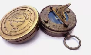Messing Sonnenuhr Kompass 2" | Dollond London Maritim Geschenk | Handarbeit Dekor - Bild 1 von 5