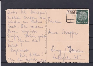 Bahnhofkastenstempel Zell am See auf Karte gelaufen 8.VII.38 - Bild 1 von 2