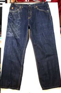 Rocawear Jeans 40x32 Y2K 90's Spiderweb Embroidered Tarantula Baggy Hip Hop - Picture 1 of 8