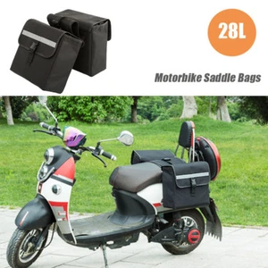 28L Motorcycle Saddle Bags Motorbike Cruiser Scooter Panier With Refletor - Picture 1 of 8