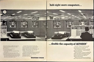 Western Union Autodin Digital Data System Computers 2 Page Print Ad 1964 - Picture 1 of 5