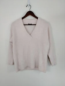 Club Monaco Angora Rabbit Hair V Neck Sweater Pink Size Medium Soft Neutral  - Picture 1 of 8