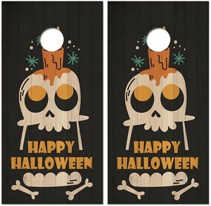 Happy Halloween Skull Wraps for Cornhole Boards Skin Vinyl Decal For Game JO1613 - Picture 1 of 12