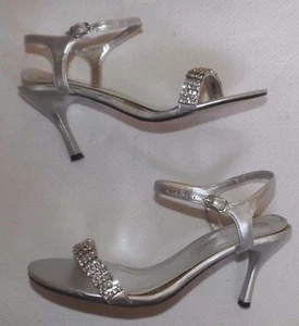 SANDALIAS DOROTHY PERKINS REINO UNIDO 5 EUR 38 PLATA DIAMANTE CORREA AL TOBILLO FIESTA TACÓN 3 - Imagen 1 de 7