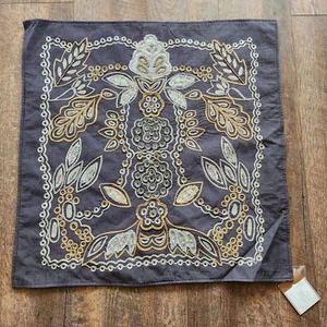 Pottery barn Lara Applique Embroidered Beaded decorative pillow cover 24x24" - Picture 1 of 4