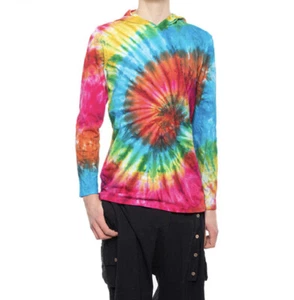 Hoodie Tie Dye Aqua Top Jumper Psychedelic - Large - Foto 1 di 6