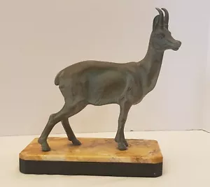 Art Deco Bronzeskulptur Hirschreh auf Marmorsockel 1920er - Bild 1 von 8