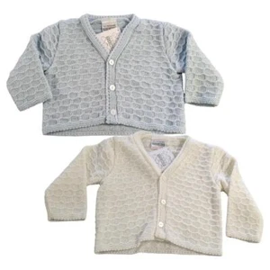 Baby Jungen Strickjacken-weiß oder hellblau Baby Strickjacken-gestrickt-Babyparty Geschenke - Bild 1 von 10