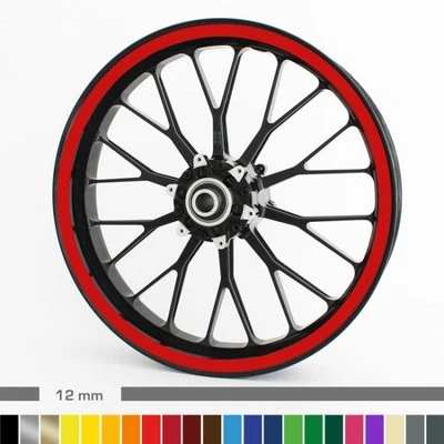 MOTOKING Felgenrandaufkleber 12 mm 10"-25" Auto, Motorrad Rot Blau Grün Schwarz