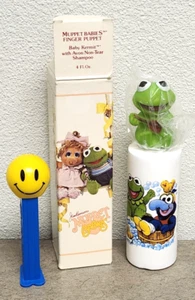 Baby Kermit reißfreies Shampoo 1985 Avon Muppet Babys Fingerpuppe 4oz/Box - Bild 1 von 6