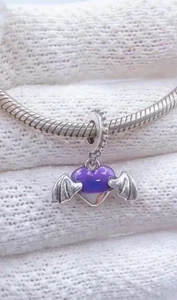 Halloween Ala de Murciélago Diablo Corazón Dijes para Pulseras y Collares Plata 925 - Imagen 1 de 1