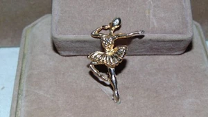VINTAGE BALLERINA GOLDFARBENE BROSCHE ANSTECKNADEL - Bild 1 von 2