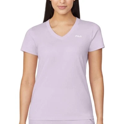 NUEVO CON ETIQUETAS FILA Mujer Manga Corta Cuello en V Ropa Activa Camiseta Rosa Talla L $40 Z1004 Foto 1 de 3
