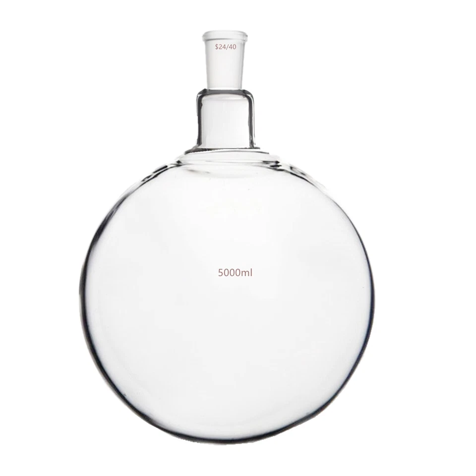 5000ml 24/40 Round Bottom Glass Flask Single Neck 5L Lab ChemistryBoiling Bottle - Image 1 of 1