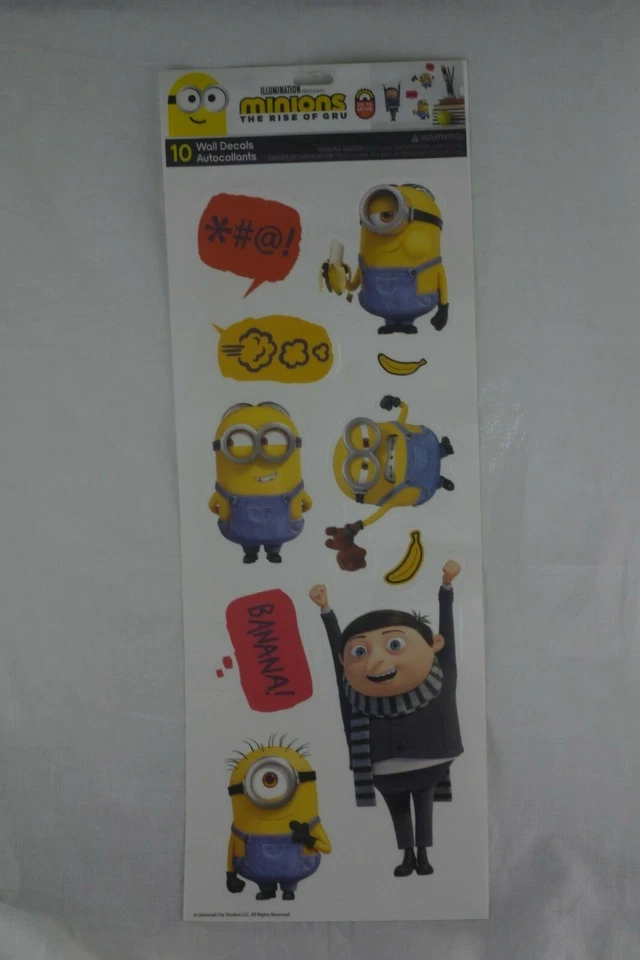 Pegatinas de pared MINIONS THE RISE OF GRU, 10 calcomanías de pared autocollantes nuevas Foto 1 de 1