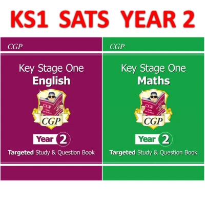KS1 Sats Year 2 Maths English Targeted Study & Question Book Ages 6-7 CGP X - Image 1 of 4