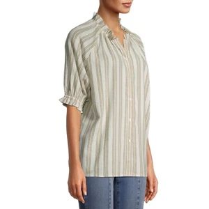 Time and Tru Top donna maniche corte arricciate, multi, piccolo 4-6 - Foto 1 di 6